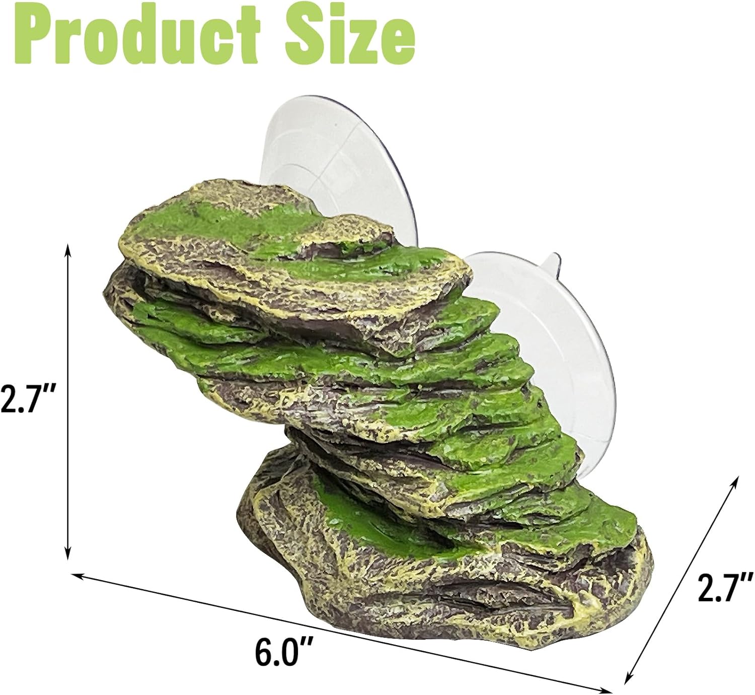 kathson Turtle Basking Platform Floating Turtle Dock Baby Tortoise Climbing Ramp Shale Reptiles Dock Resting Terrace Stone Aquarium Ornament for Frogs Newts (Green Size:6.0”Lx2.7”Wx2.7”H)