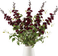 IPOPU Dark Red Flowers Artificial Delphinium 9PCS Burgundy Larkspur Artificial Flowers with Clematis Greenery Burgundy Silk Flowers for Wedding Centerpieces for Home Table Decor (Dark Red)