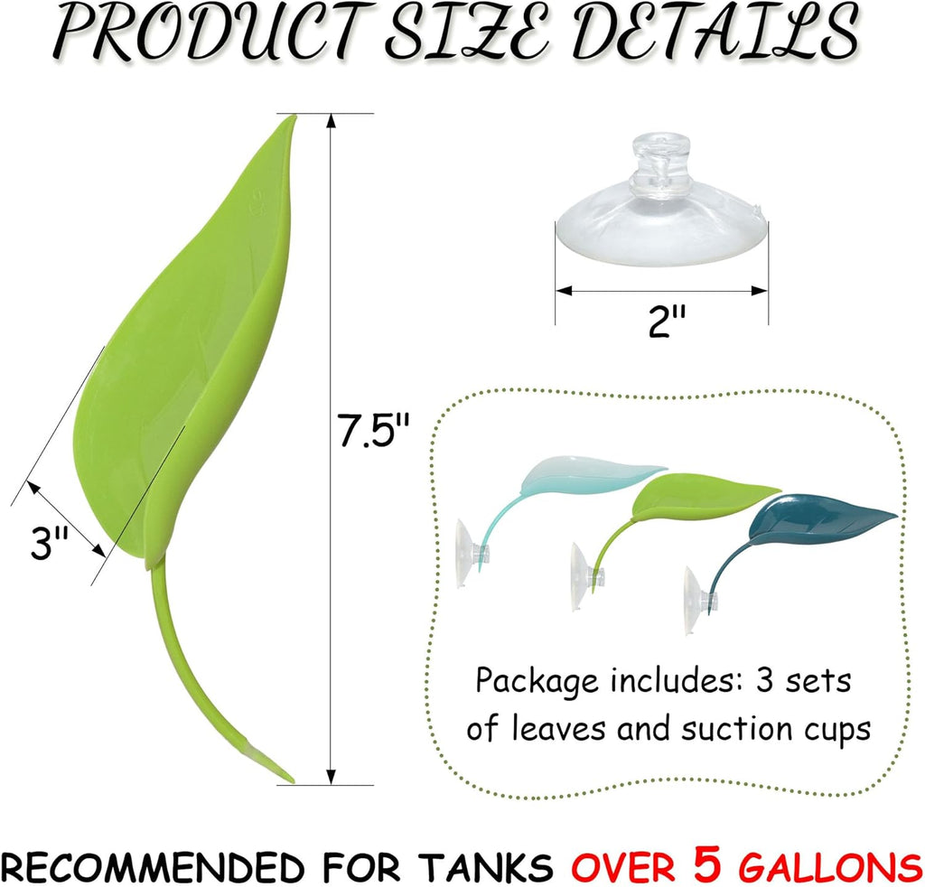 Turtle Basking Platform, 3PCS Tree Frog Tank Accessories, Leaf Shape Bearded Dragon Basking Platform with Suction Cups (Mixed Color)