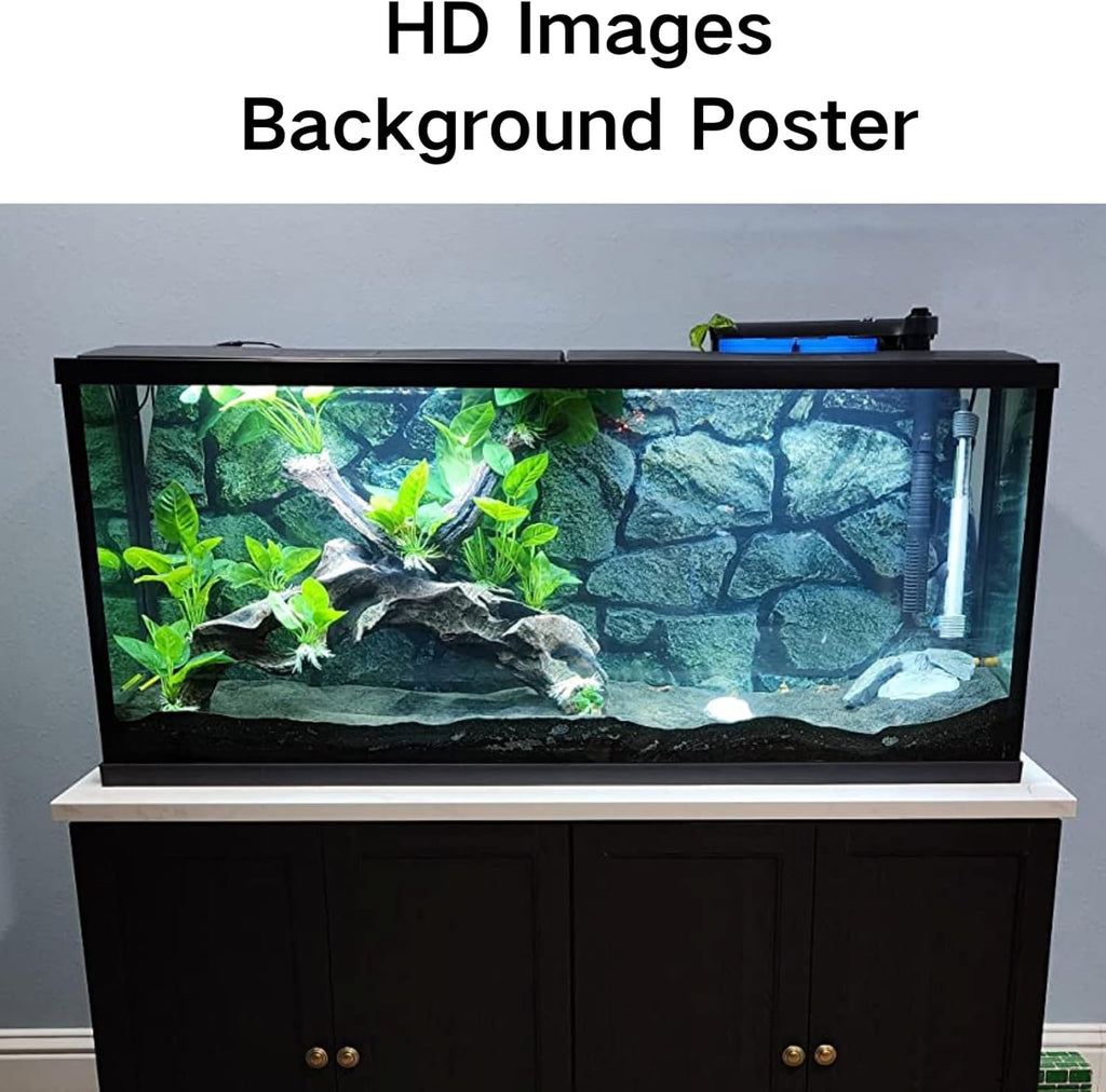 ELEBOX Fish Backgrounds Paper Double Sides 3D Stone & Trees Aquarium Background Picture 19" x 48" Fish Tank Background