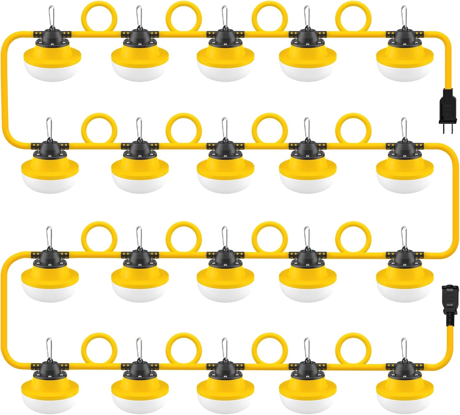 New 200FT Construction String Lights LED Industrial Grade Best for Construction Sites,Renovation, Walkways,Patio,Mine cave,Outdoor Lighting Solutions Use,Free for Climbing Hook 2Prong