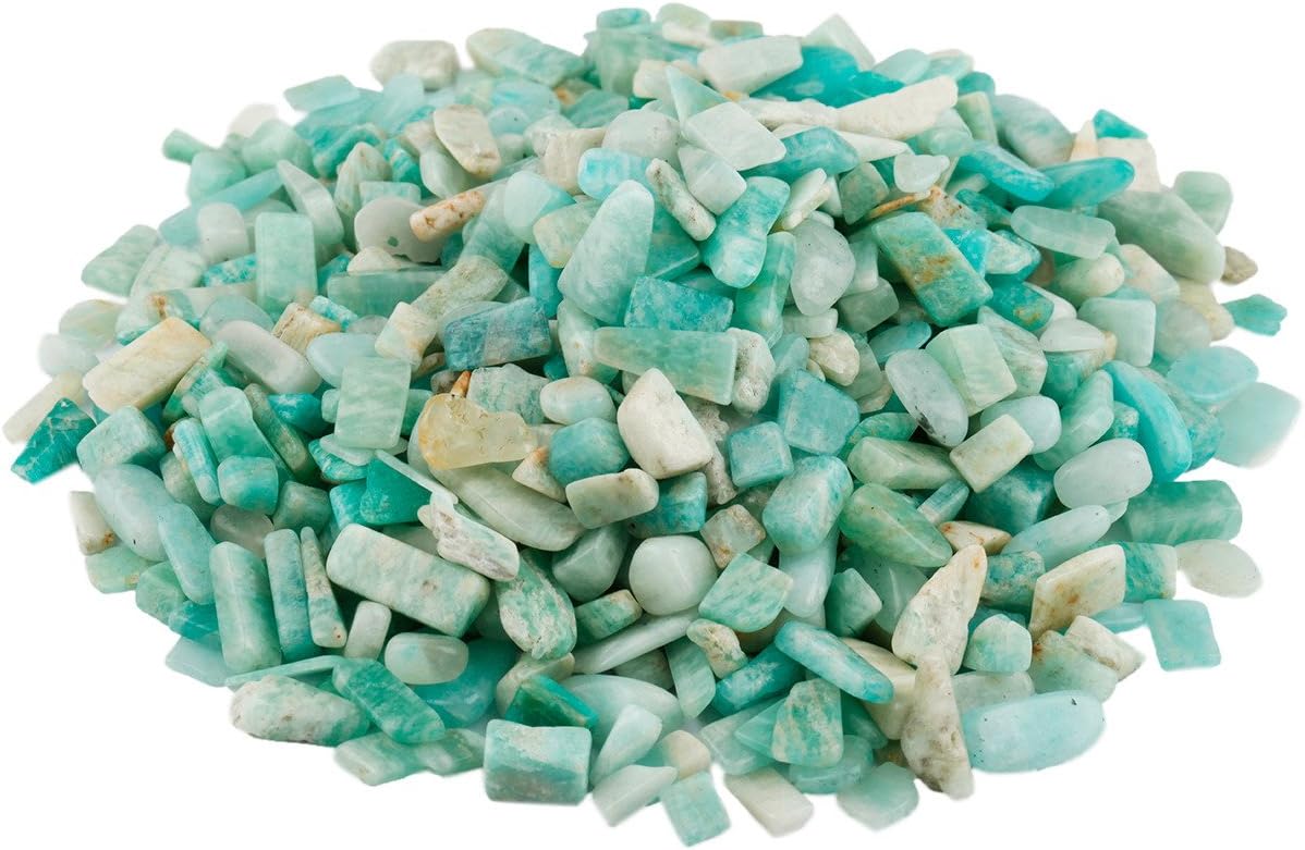 SUNYIK Amazonite Tumbled Chips Stone Crushed Crystal Quartz Pieces Irregular Shaped Stones 1pound(about 460 gram)