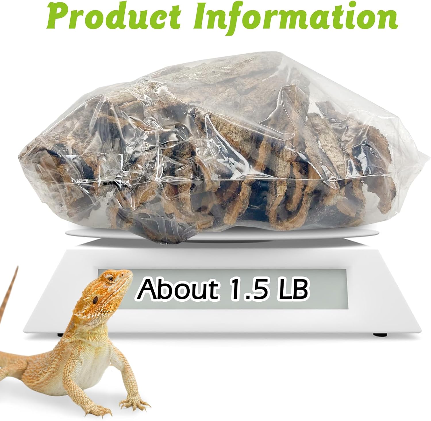 Reptile Cork Bark Bulk 1.5 Lb Cork Wood for Terrarium, Natural Flat Cork Bedding Terrarium Substrate for Bearded Dragon Snake Spiders Hermit Crabs Geckos Tortoise