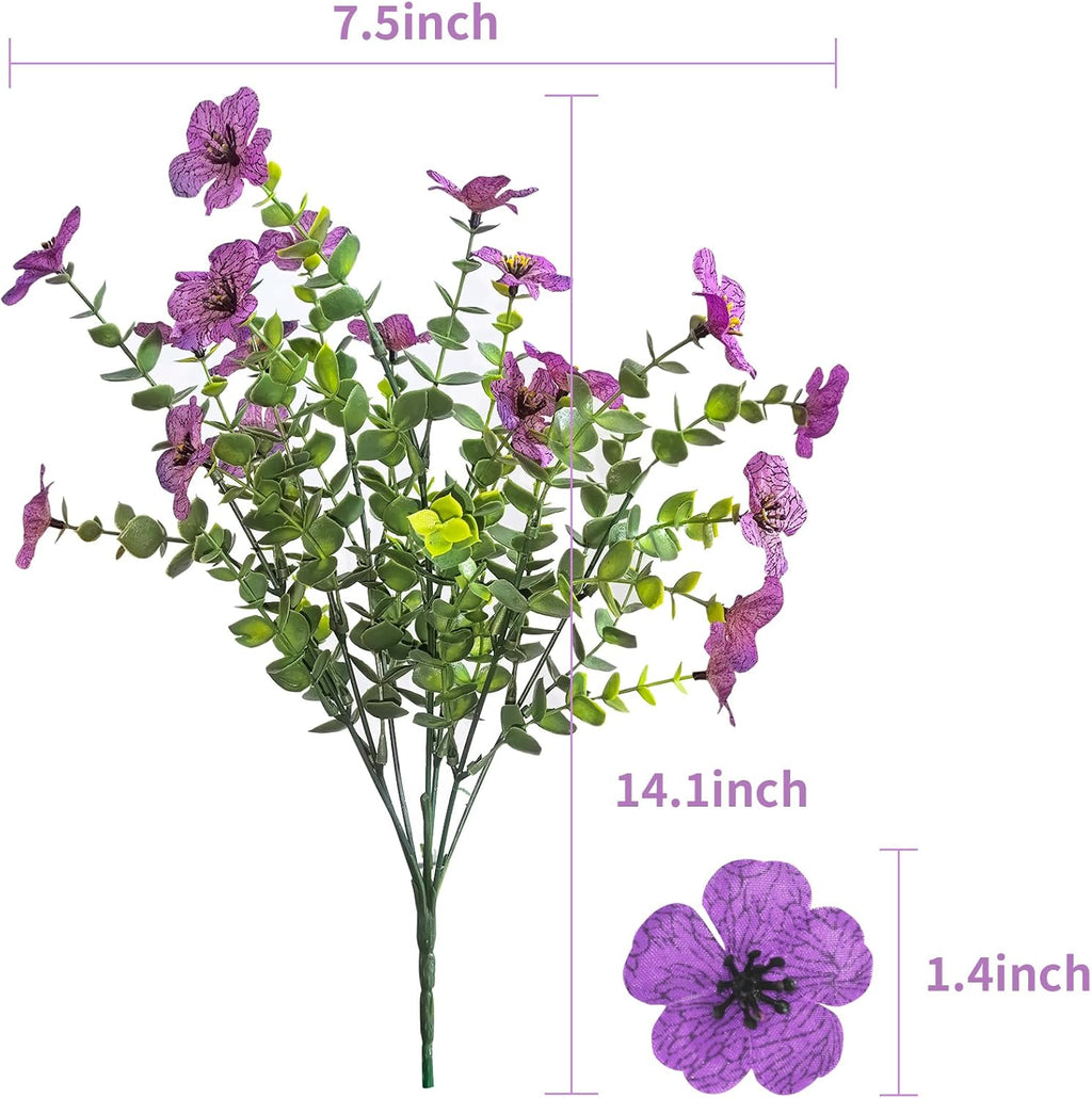 Artificial Flowers for Outdoor Indoor Garden Home Decoration, Faux Flower Daisy with Eucalyptus Leaves Fake Plants Greenery Boxwood Porch Patio, 12 Bundles