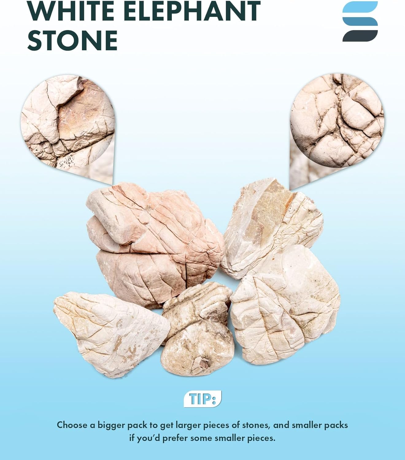 SubstrateSource Natural Aquarium Stones - Off-White Textured with Grooves Decorative Aquascaping Rocks for Betta Fish Tank, Goldfish, Cichlids, Hermit Crab & Terrariums - White Elephant Skin, 30 LB
