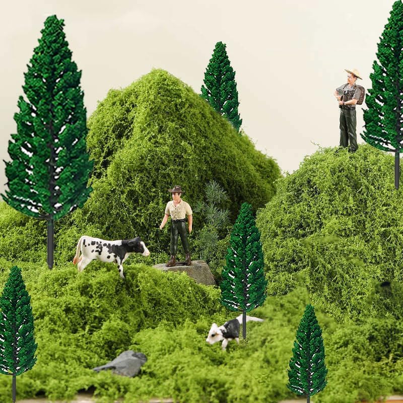 18pcs Mini Model Miniature Fake Trees Scenery Architecture Trees for DIY Crafts Building Model Scenery Landscape Green 1.8-6 inch