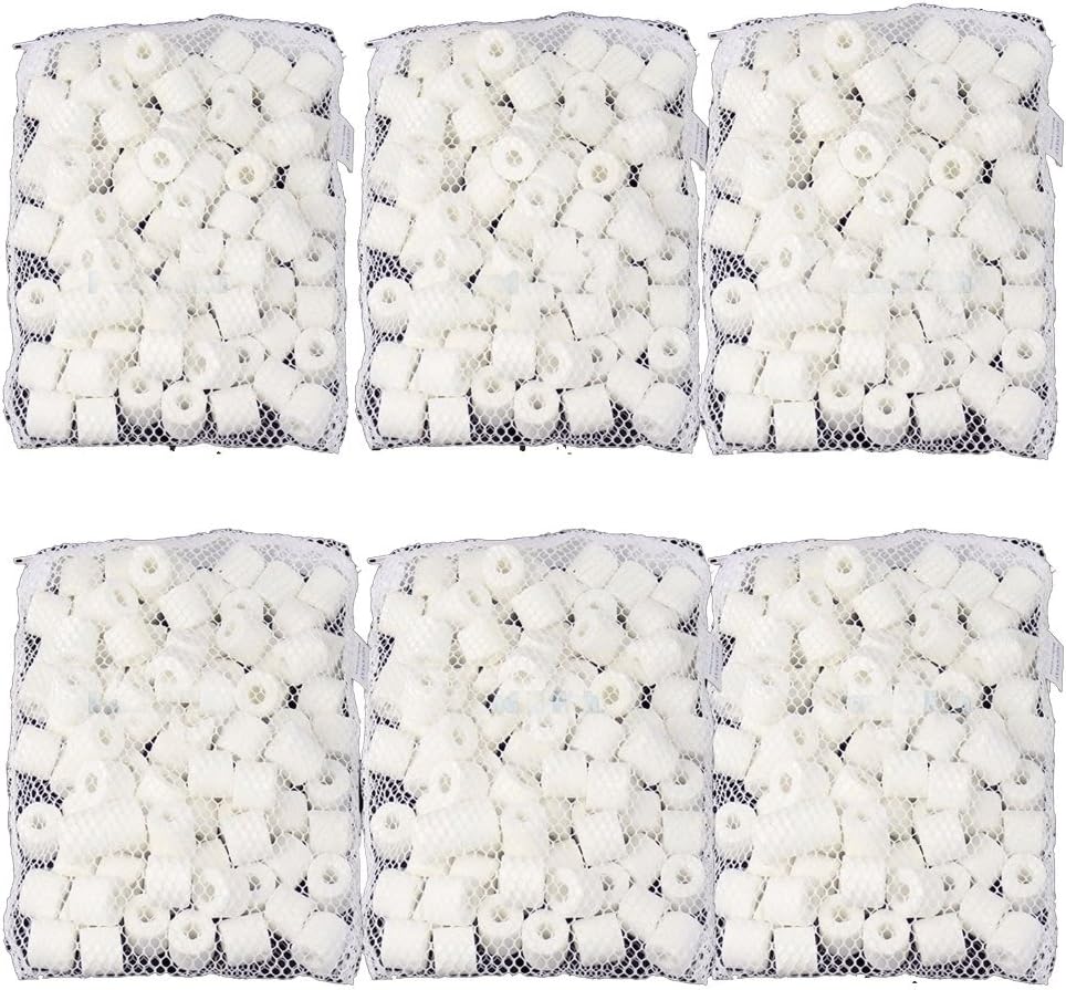 CNZ 1lb Bio Ceramic Rings Media for Aquarium Fish Pond Canister Filter, 6-pack