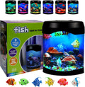 Glowing Fish Lamp Aquarium with 6 Color-Changing LED, 6 Moving Fake Fish & Realistic Ocean Scene - USB Powered Night Light for Bedroom, Office Decor, Relaxation Ideal Gift with Auto Shut-Off