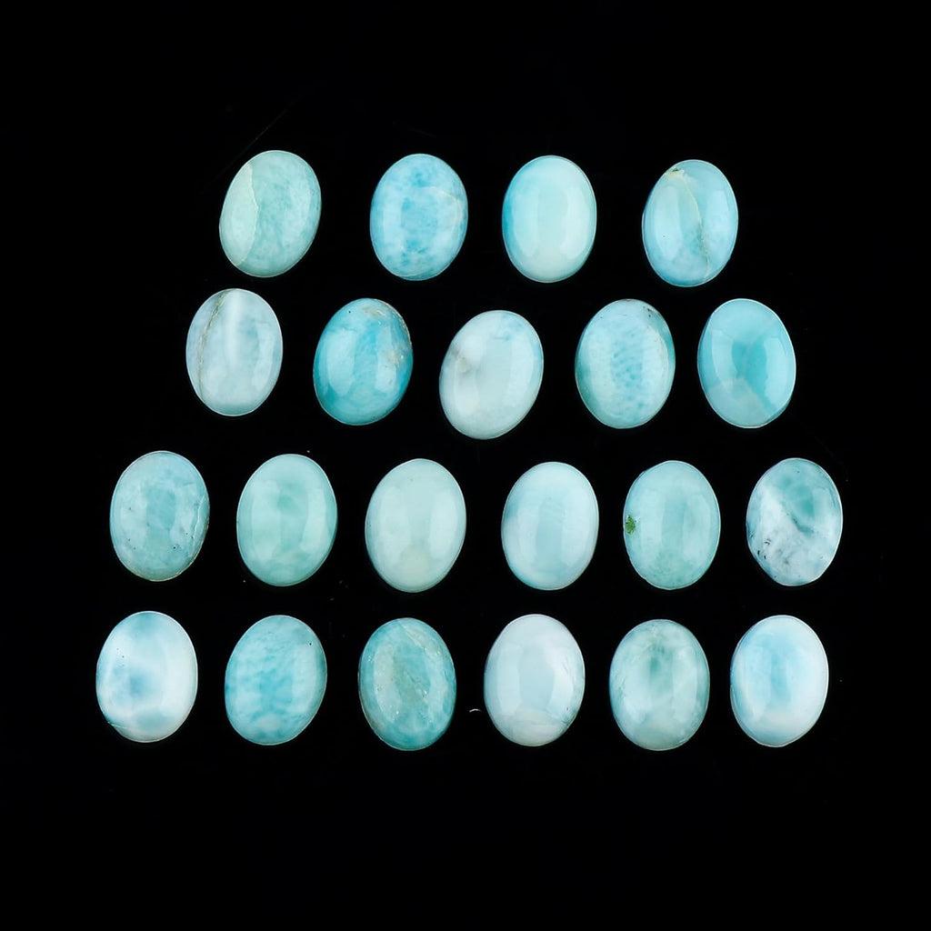 CRYSTALIS Wholesale 30cts, 8x6mm Natural Larimar Loose Gemstone Bulk Cabochons Jewelry Making Supply, Chakra Healing Polished Stones, Wire Wrapping, DIY, Gem Collection, 20+pcs