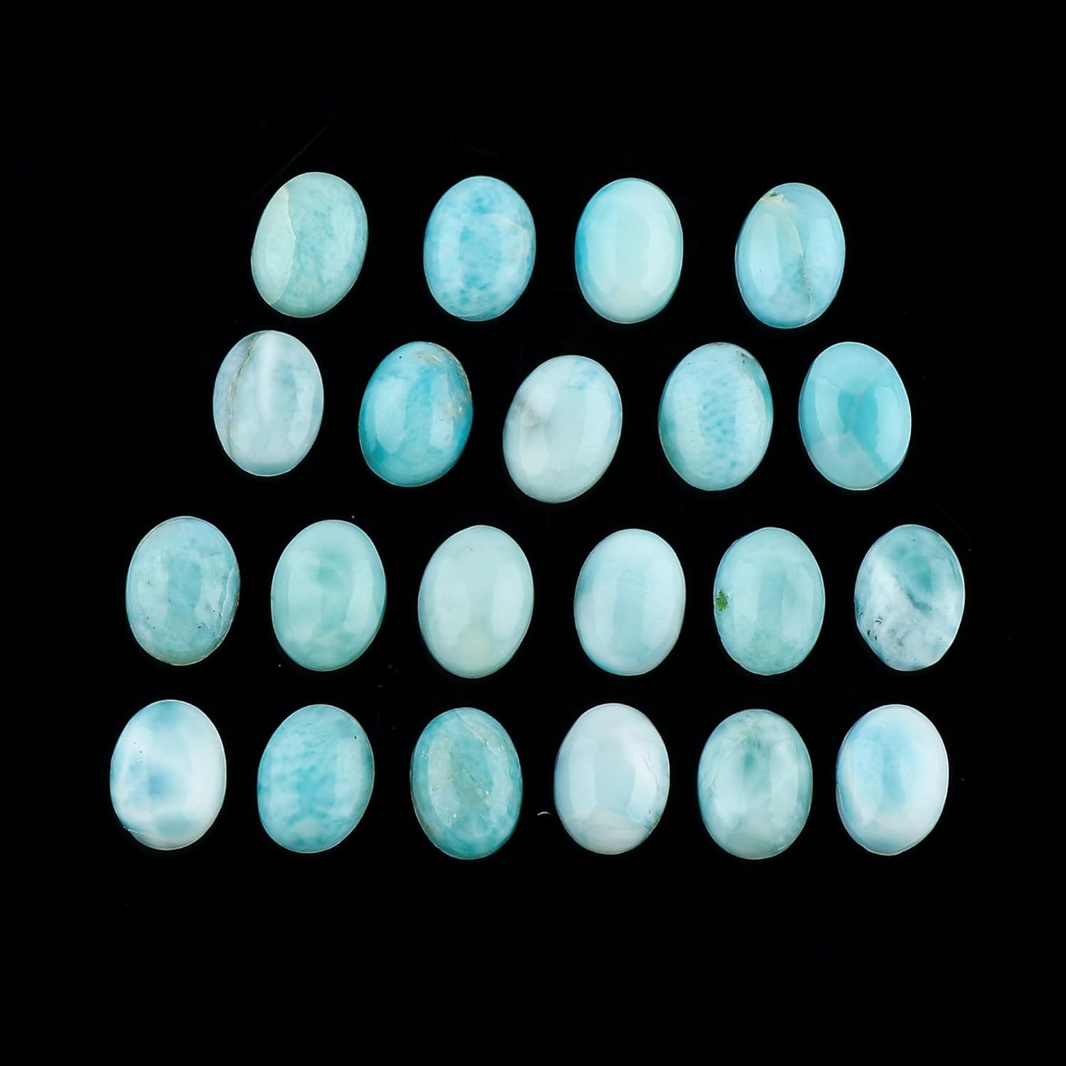 CRYSTALIS Wholesale 30cts, 8x6mm Natural Larimar Loose Gemstone Bulk Cabochons Jewelry Making Supply, Chakra Healing Polished Stones, Wire Wrapping, DIY, Gem Collection, 20+pcs