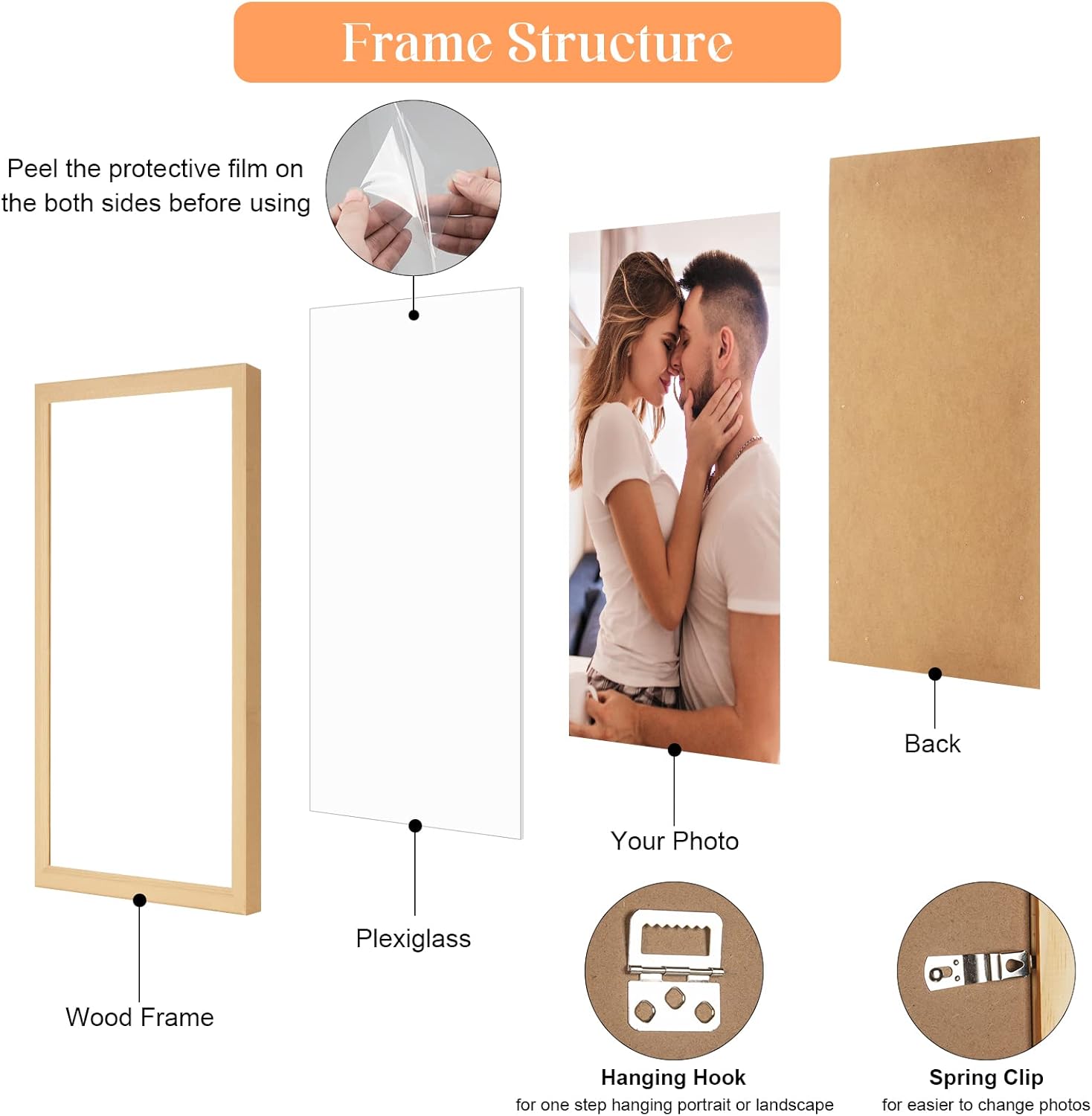 18x18 Wood Frame, Rustic Natural Wooden 18x18in Poster Picture Frame, Modern Beige Woodgrain 18 x 18inch Gallery Wall Photo Frame with HD Plexiglass, Horizontal Vertical Wall Mounting Display 1pcs