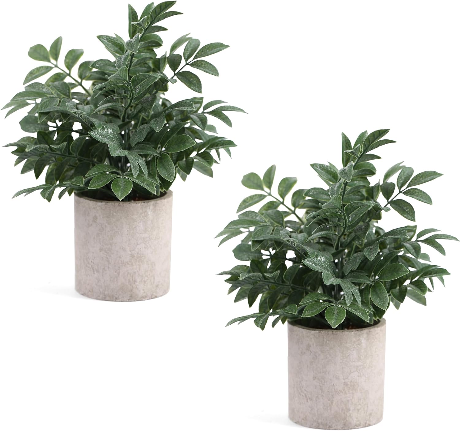 2 Pack Small Fake Plants Potted Artificial Herb Plants for Shelf Desk Home Bathroom Farmhouse Room Coffee Table Decor (Gray Green)
