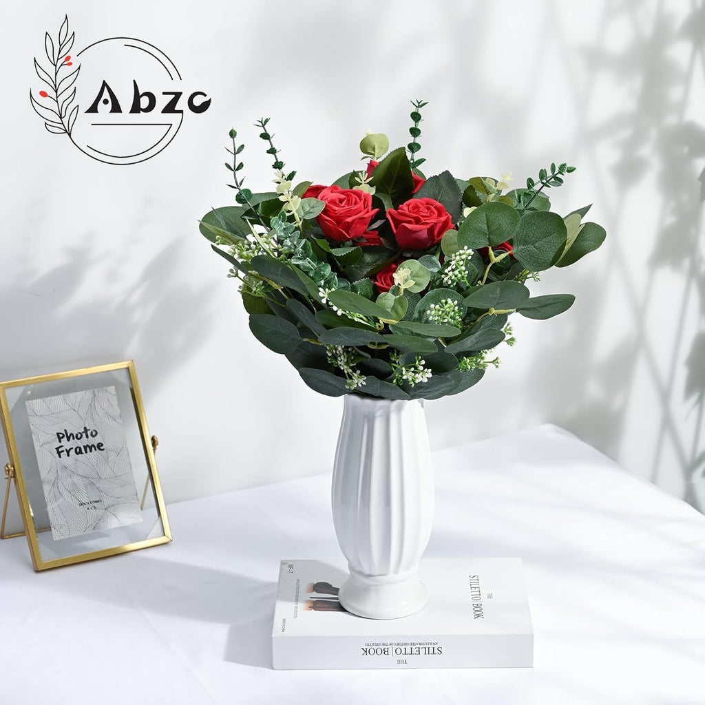 Abzo 90 Pcs 3 Kinds Mixed Eucalyptus Stems Bulk Artificial Eucalyptus Leaves Sprays Faux Oval Eucalyptus Greenery Stems for Wedding Vase DIY Bouquets Bouquet Floral Arrangement Home Decor