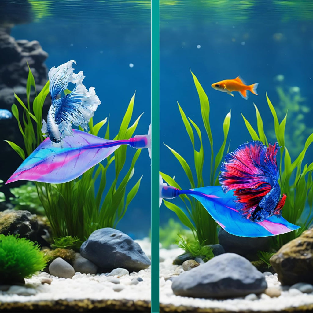 Lusofie 3Pcs Betta Fish Bed Leaf Hammock - Silicone Betta Fish Hammock, Aquarium Resting Spot, Comfortable and Safe