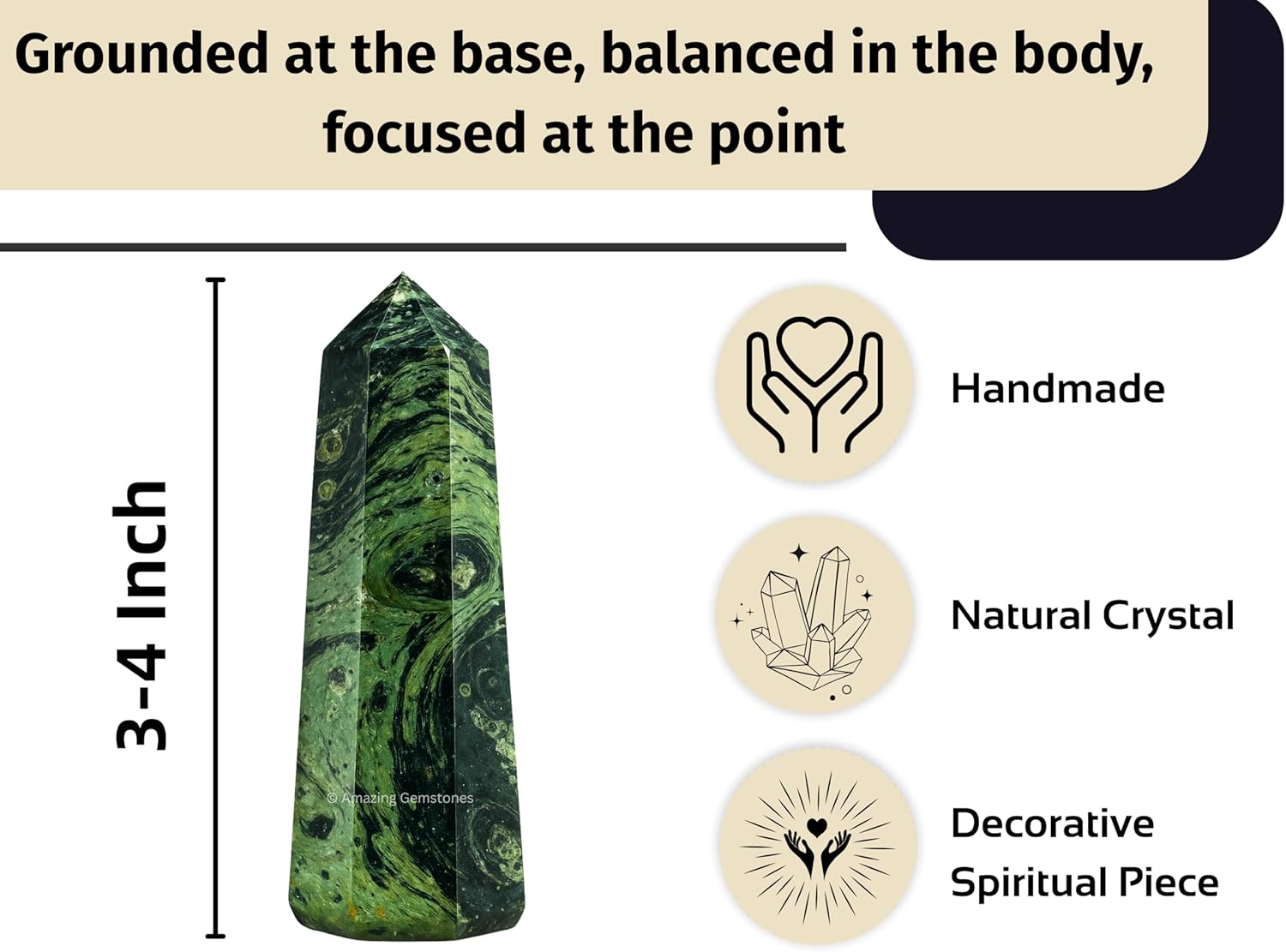 Amazing Gemstone Kambaba Jasper Crystal Towers - Natural Healing Crystal Point Obelisk for Reiki Healing and Crystal Grid (3 Inch)
