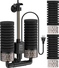 Pawfly Aquarium Sponge Filter, 5 W Submersible Small Aquarium Filter, 80 GPH Fish Tank Filter with Water Pump, Ceramic Balls & Double Foams, Quiet Bio Sponge Filter for 15-55 Gallon Tanks