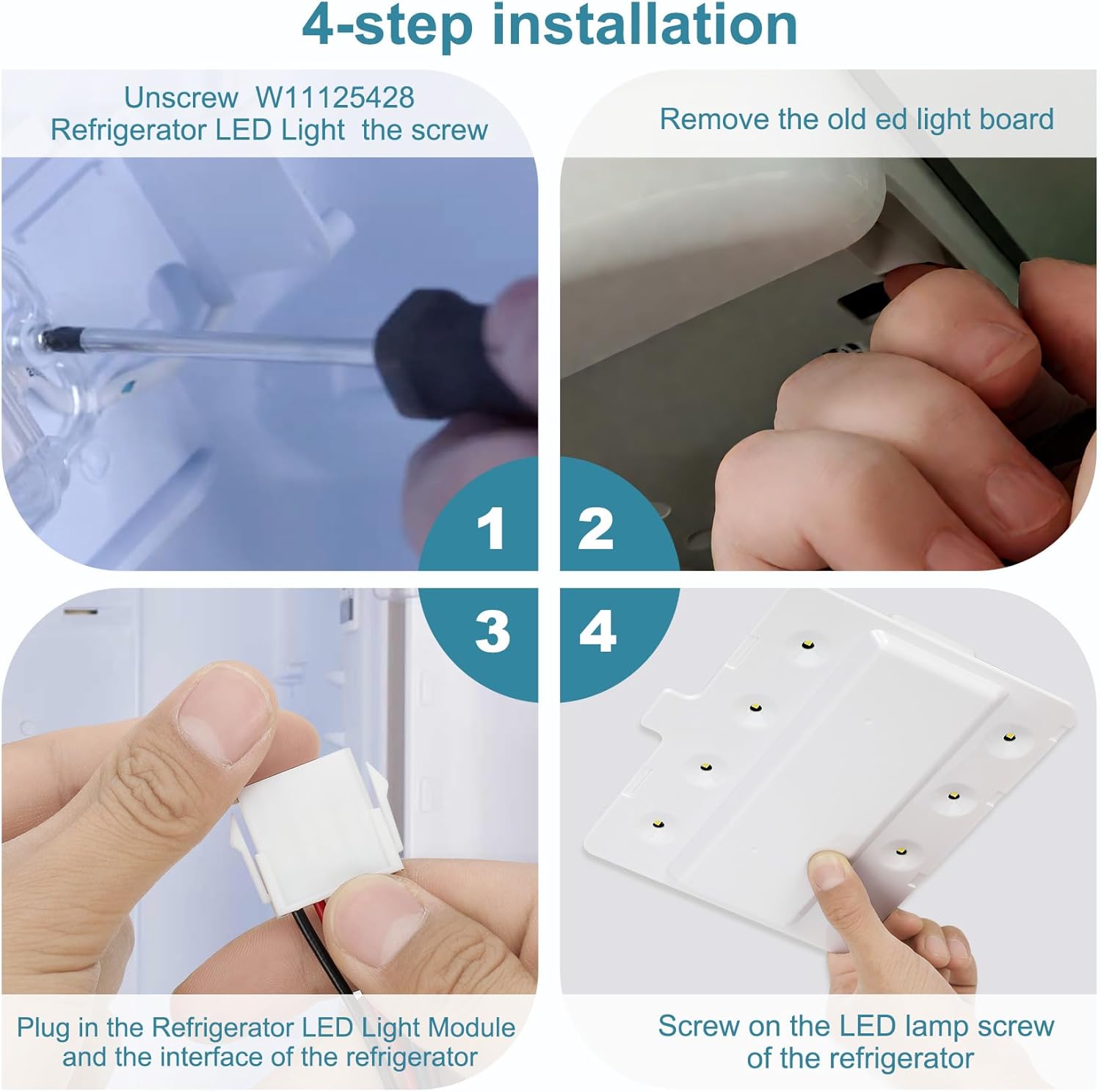 Vanesa|W11125428 LED Refrigerator Light Module Assembly Board - Fridge Bulb Replacement Compatible with Whirlpool, KitchenAid, Maytag, Jenn-Air ReplacesW10223894, W10289592, W10318258, W10587287