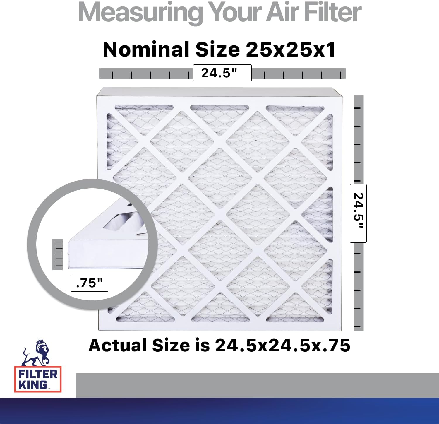 Filter King 25x25x1 Air Filter | 4-PACK | Carbon MERV 8 HVAC Pleated A/C Furnace Filters | MADE IN USA | Actual Size: 24.5 x 24.5 x .75"
