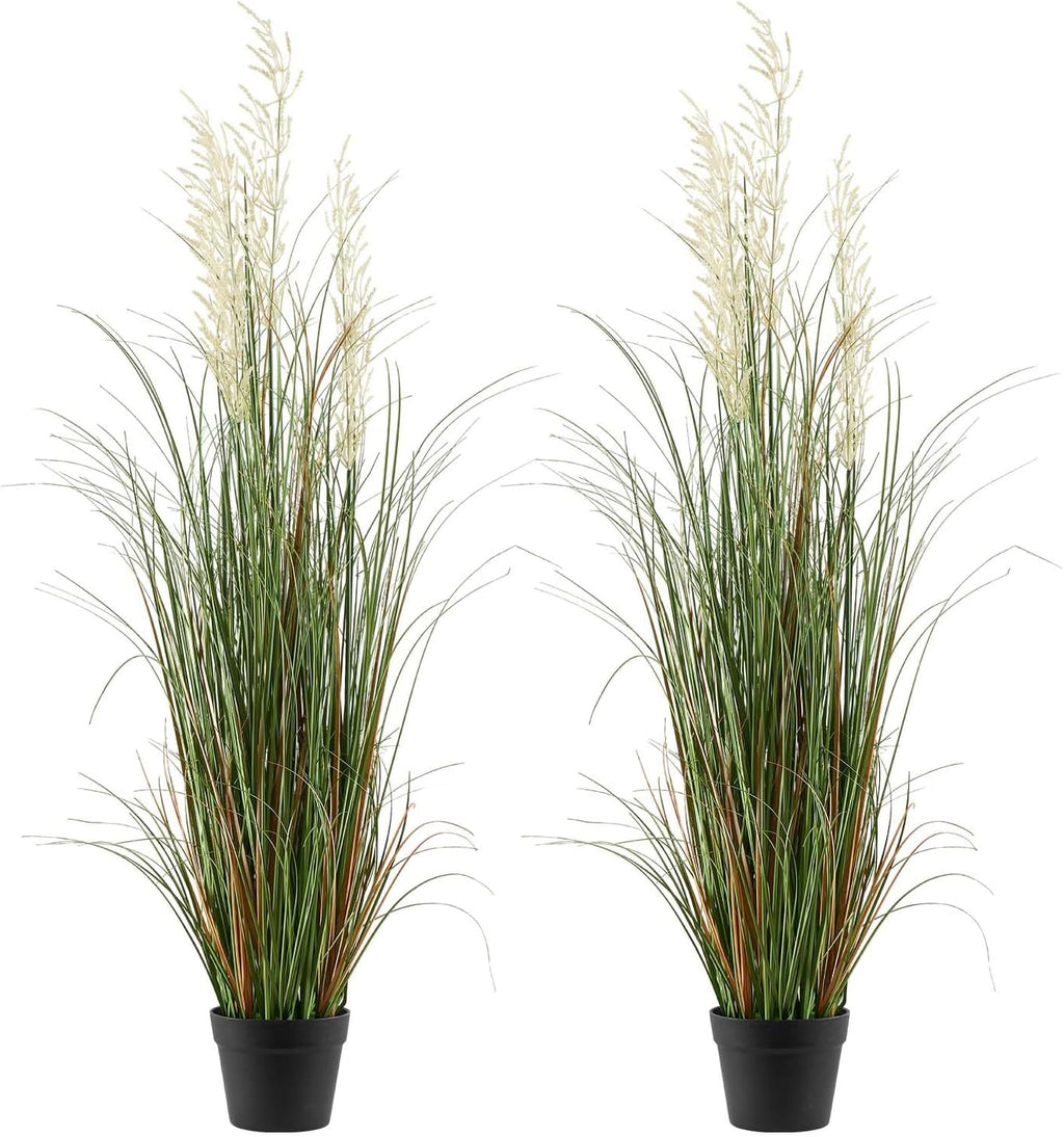 VEVOR Artificial Grass Plant, 2 Pack 47 inch Reed Flower Grass in Pot, Premium PVC Faux Fake Greenery Shrubs Plant for Indoor Outdoor House Home Garden Office Room Décor, Housewarming, Green