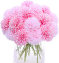 Kimura's Cabin 20Pcs Fake Mums Flowers Artificial Silk Ball Flower Faux Chrysanthemum Wedding Arrangements Bouquets Home Garden Table Centerpieces (Pink Light Pink)