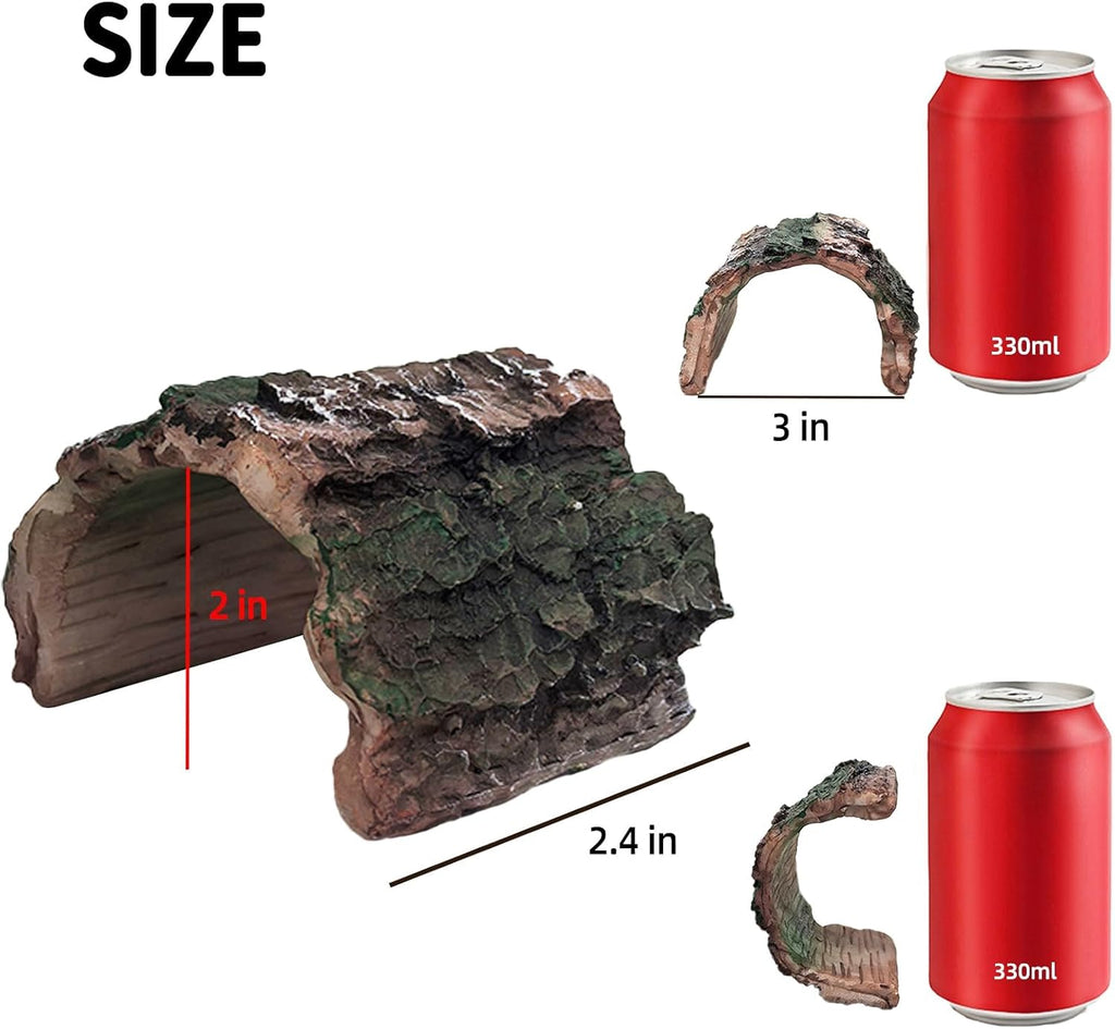 2 Pack Betta Log Resin Hollow Tree Trunk Ornament, Aquarium Hideout Reptile Cave Ornament Terrarium Tank Decoration for Fish Shrimp or Small Reptile Turtle Tarantula Spider Hermit Crab