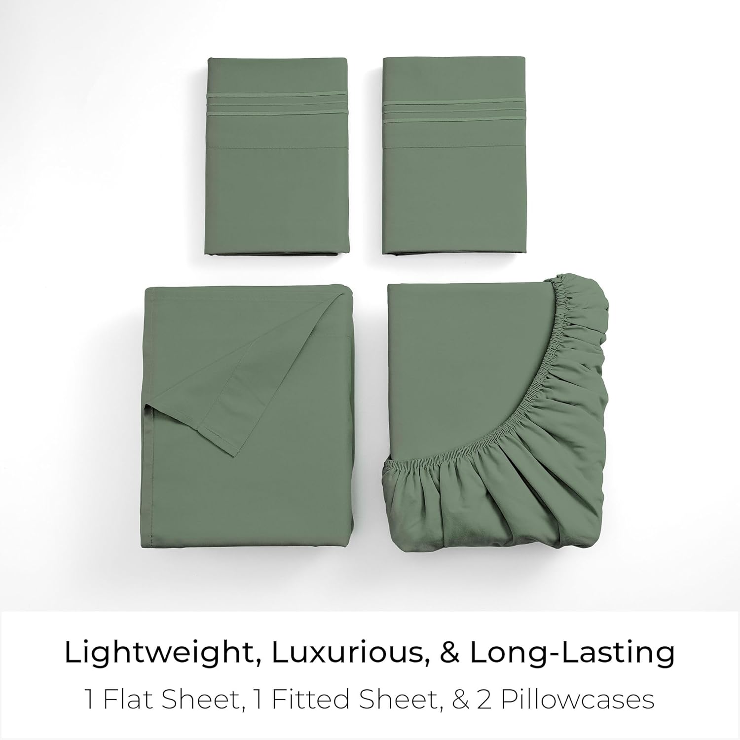 Mellanni Full Sheets Set - 4 PC Iconic Collection Bedding - Hotel Luxury, Extra Soft, Cooling Bed Sheets - Wrinkle, Fade, Stain Resistant (Full, Sage)