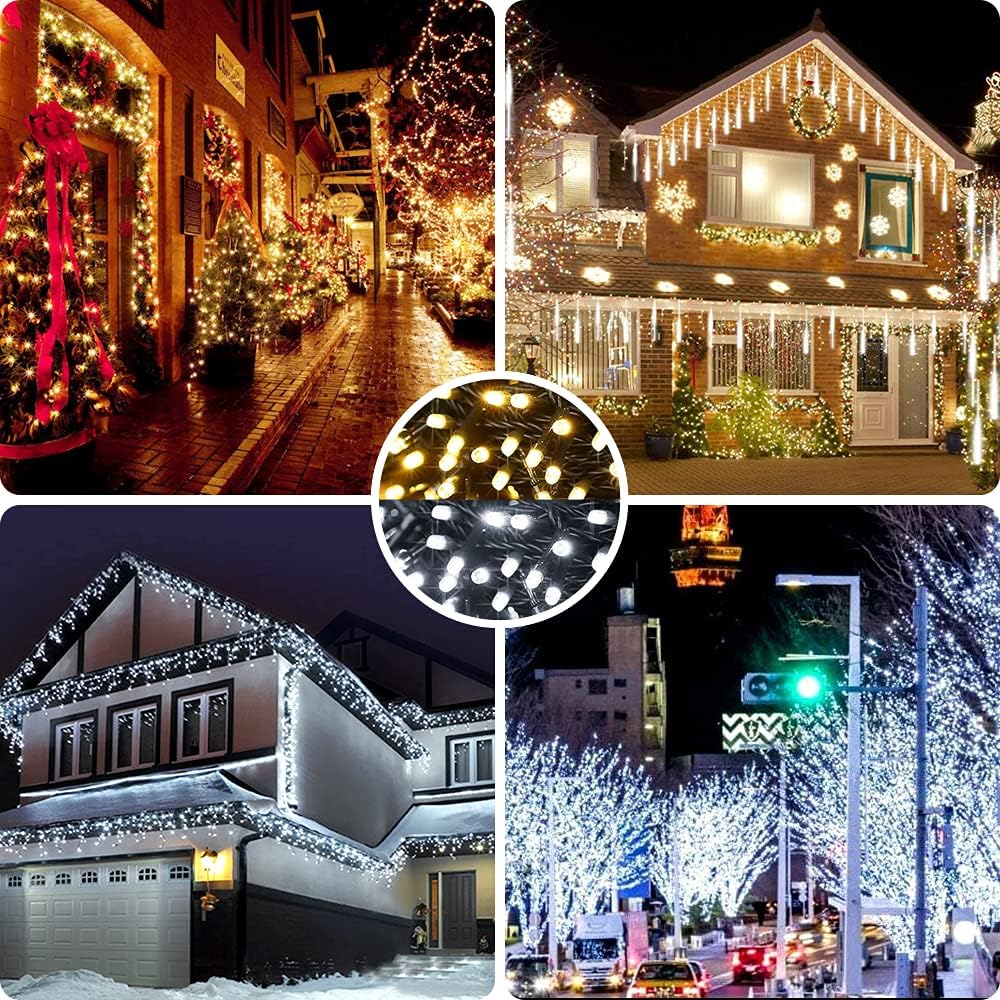AmyHomie Color Changing Christmas Lights, 108Ft 300LED White Warm White String Lights, 8 Modes Waterproof Fairy String Lights for Outdoor & Indoor Christmas Tree Home Patio Garden Decor
