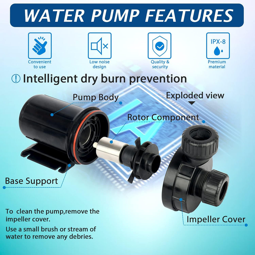 WaterRebirth (PC2000,2000GPH) High Flow Submersible Water Pump-Home/Inline Water Pump-Submersible Pump-Water Transfer Pump-Aquarium Pump