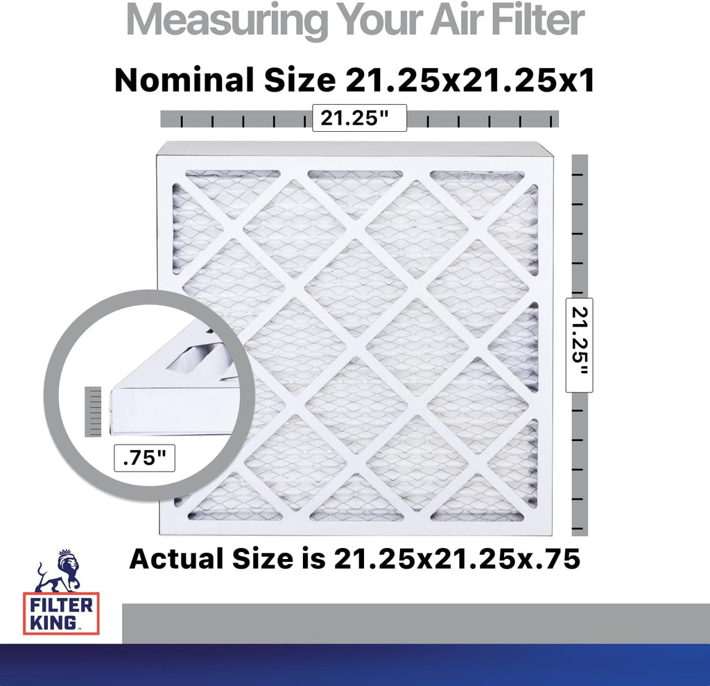 Filter King 21.25x21.25x1 Air Filter | 4-PACK | Carbon MERV 8 HVAC Pleated A/C Furnace Filters | MADE IN USA | Actual Size: 21.25 x 21.25 x .75"