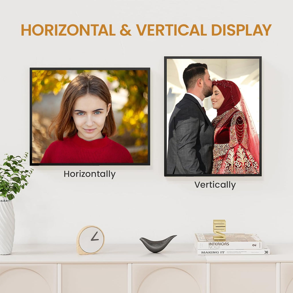 13x16 Aluminum Metal Picture Frame,Tempered Glass Black Photo Frame 13x16 for Family Photo,Posters,Art,Document to Wall Mount Horizontally or Vertically
