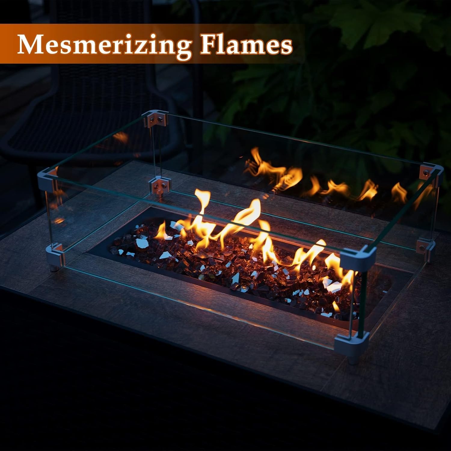 20 lbs Fire Glass for Propane Fire Pit, 1/2 Inch Fire Pit Glass Rocks for Gas Fireplace, Reflective Glass Rocks for Fire Pit Table, Copper