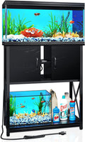 TC-HOMENY 10-29 Gallon Aquarium Stand with Charging Station and Cable Holes, Metal Fish Tank Stand with Storage Cabinet, 29" L x 16.5" W Tabletop, 880LBS Capacity
