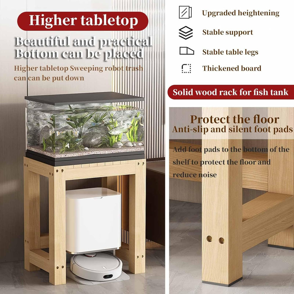 FORRTY Solid Wood Aquarium Stand – Heavy Duty Wooden Fish Tank Stand | Reptile Cage Stand | Indoor Plant Stand | Printer Table | Multi-Purpose Storage Rack | Brown/Natural | 12"-59"(30-150cm) Width(Wo