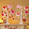 PEIDUO Valentine's Day Decorations, Set of 2 Gift Card Tree with 24 Hanging Heart Ornaments, for Home Indoor Bedroom Anniversary Wedding Party Decor, 6H/18H Timer