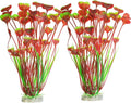 2PCS Aquarium Decor Plastic Plants, Large 16 Inches Artificial Fish Tank Plants (Red)