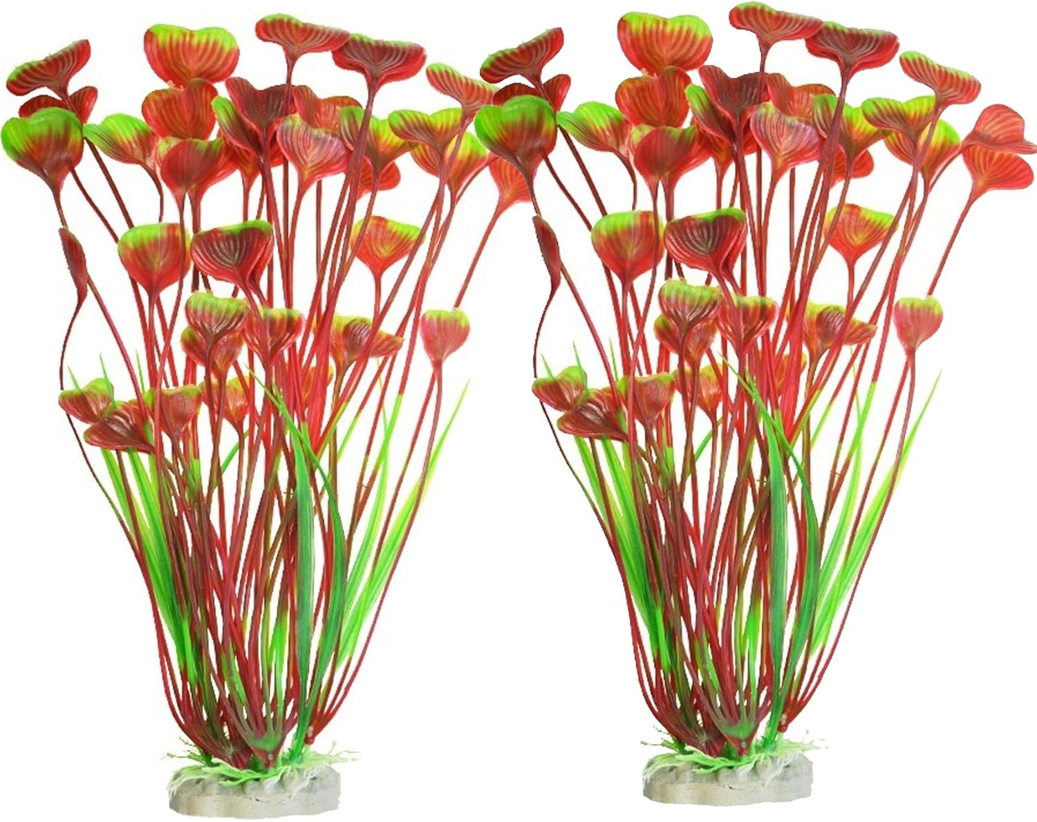2PCS Aquarium Decor Plastic Plants, Large 16 Inches Artificial Fish Tank Plants (Red)