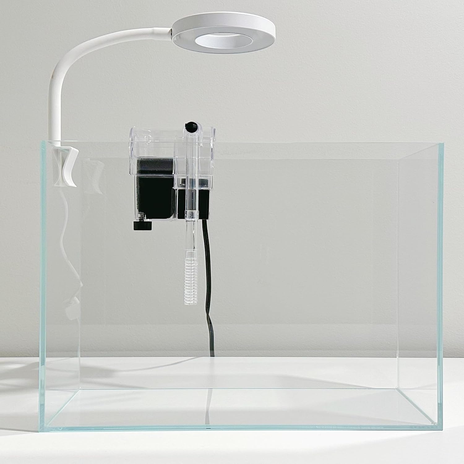 Nano Aquarium kit, Small Betta Fish Aquarium, 2.2 Gallon Rimless Glass Fish Tank with Filter, Light, and Aquascaping Decorations (Transparent, Complete)
