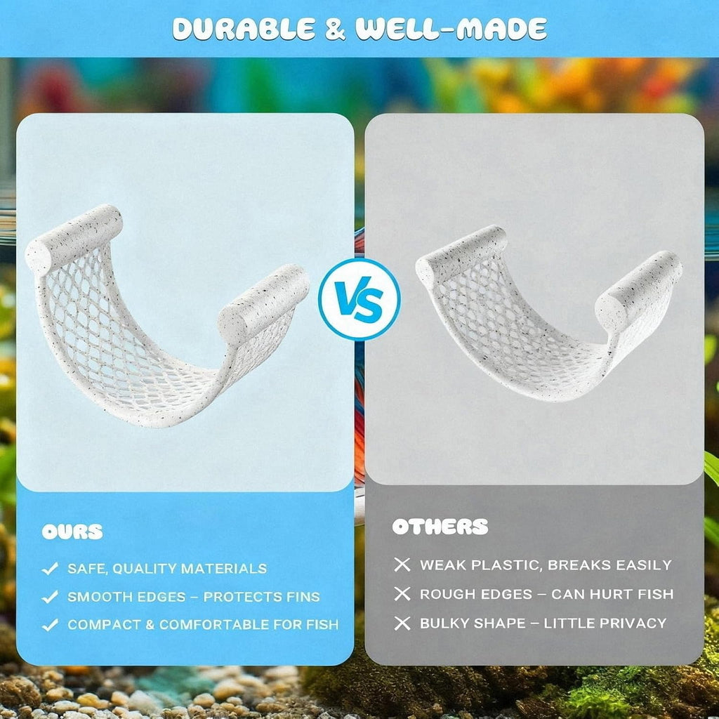 Marble Gray Floating Betta Fish Hammock – Minimalist Rest Platform & Floating Bed – Betta Tank Accessories for Small Aquariums, Nano Tanks & Shrimp – Sleek Floating Perch Ledge for Bettas & Small Fish