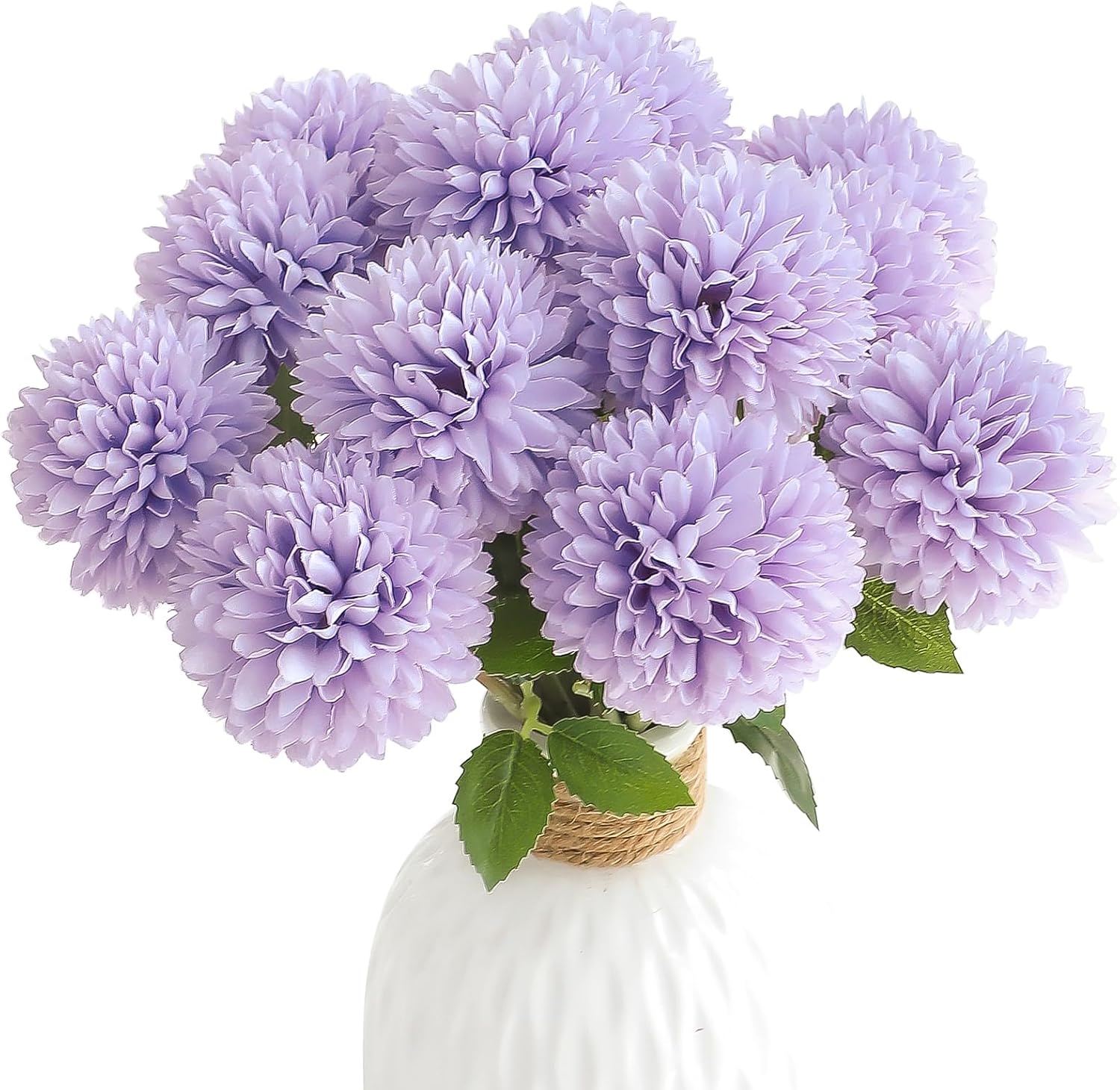 Floroom 12pcs Lilac Faux Silk Mums Artificial Flowers Bulk Fake Chrysanthemums with Stems for DIY Wedding Table Centerpieces Floral Arrangements Vase Fillers Home Decorations