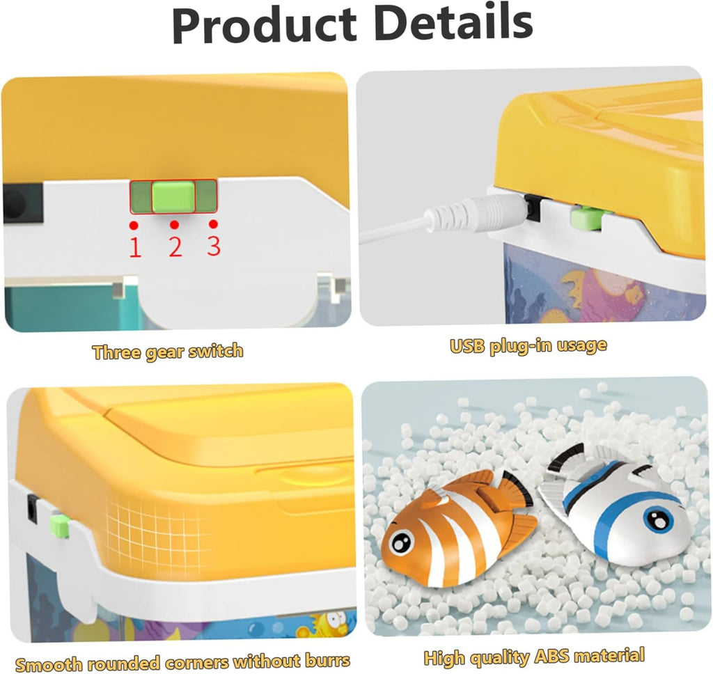 Baby Aquarium Toy, Educational Toy Fish Tank with Light & Music, Artificial Water Tank with 4 Magnetic Fish, 2 Fishing Rod, Net & Feed Bottle, for Kids