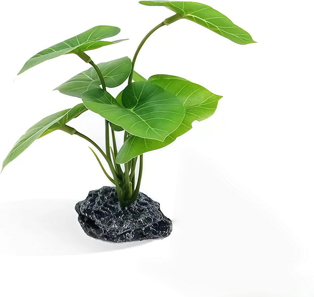 JGbaby Artificial Aquarium Plants,Fish Tank Decorations Betta Leaf Hammock 7in Realistic Silk & Plastic Plants, Hideout Decor for Betta. Goldfish,Reptiles,Small Tanks (Green Type-A)