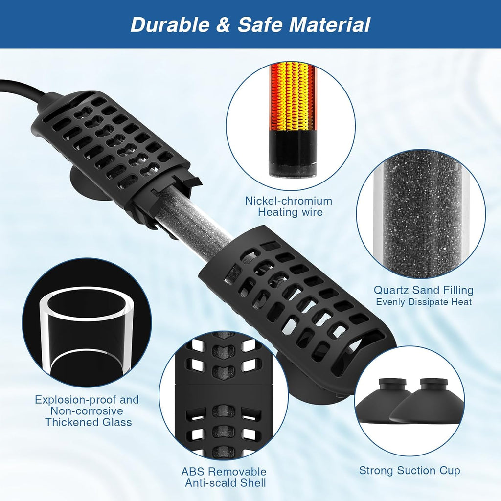 hygger 25W Small Aquarium Heater, Betta Fish Tank Heater with Adjustable Temperature External Controller and Over-Temperature Protection, for 5-10 Gallons Freshwater & Saltwater Fish Tank Turtle Tank
