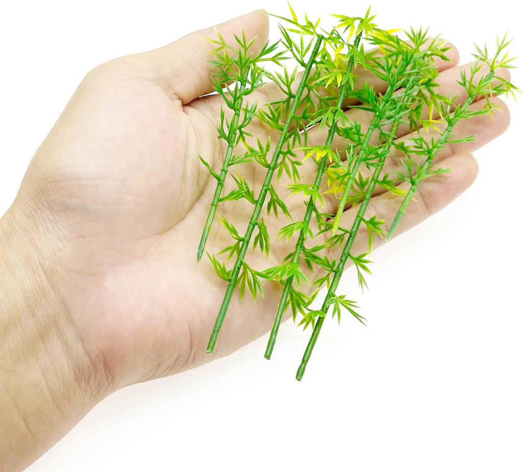 Woohome Miniature Bamboo Trees, Green Plastic Bamboo Trees for Home Miniature Landscape Landform Diorama Project (100PCS)