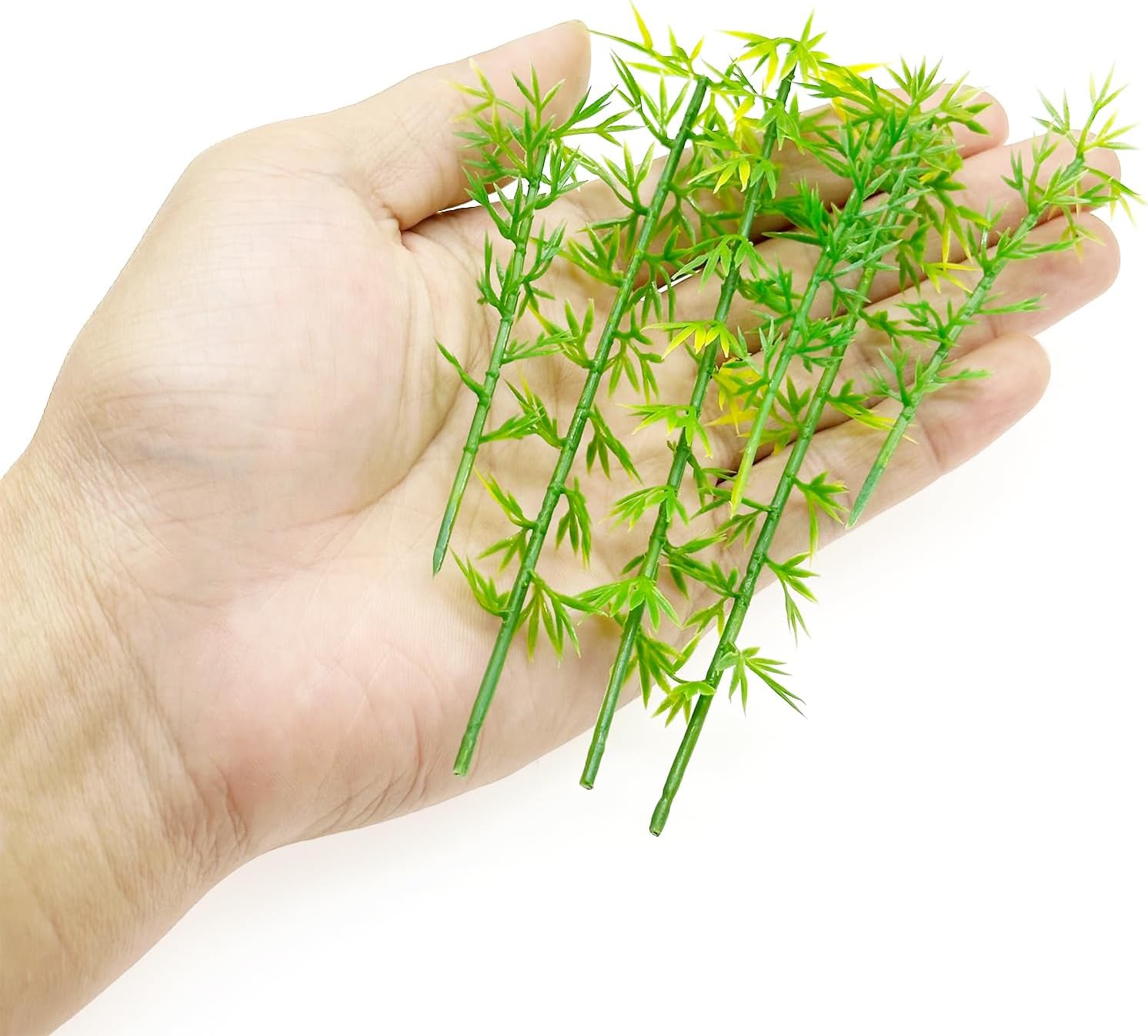 Woohome Miniature Bamboo Trees, Green Plastic Bamboo Trees for Home Miniature Landscape Landform Diorama Project (100PCS)