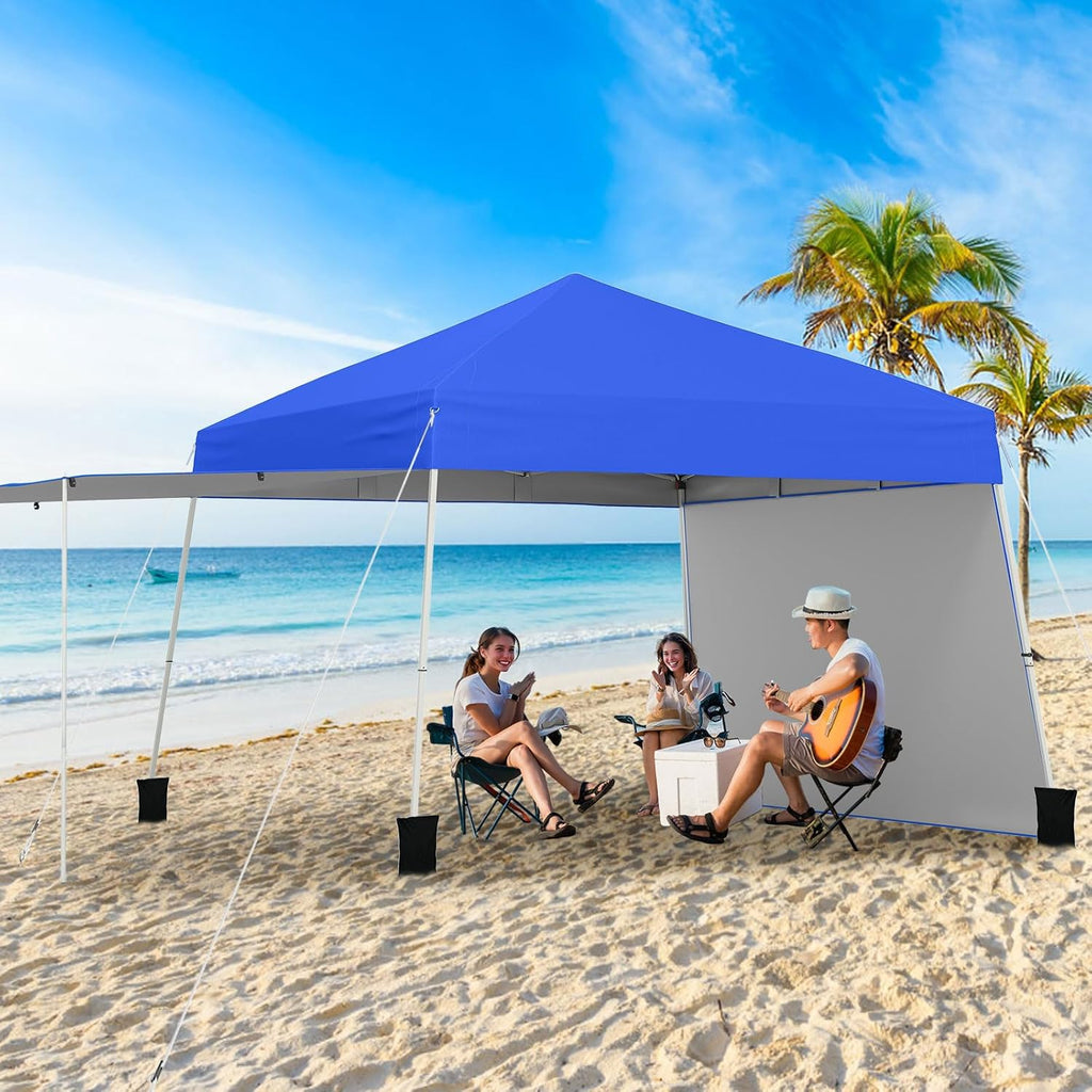 Tangkula 10x9.2 Ft Pop up Canopy with Sidewalls, UPF50+ Outdoor Tent with 8 Stakes, 4 Wind Ropes, Carry Bag, Portable Canopy Tent with Awnings for Camping, Patio, Market