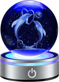 IFOLAINA 3D Dolphin Crystal Ball Night Lights Dolphin Lovers Gifts for Her Him Christmas Birthday Mothers Day Crystal Sphere Bedroom Decor