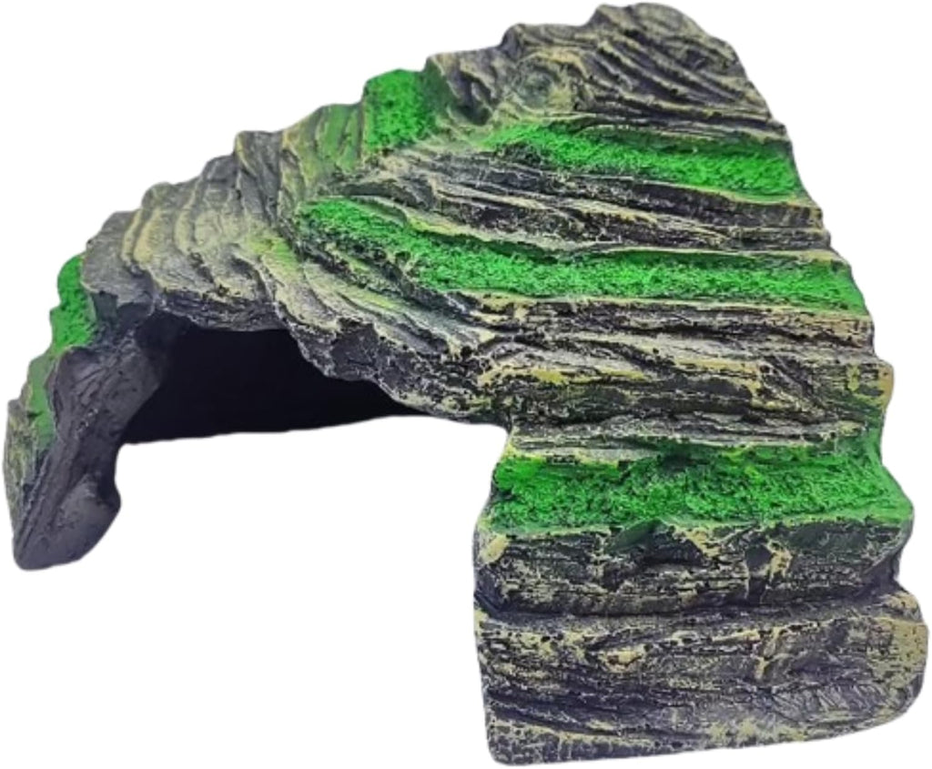 LEOTERRA Reptile Hide Cave & Basking Platform - Resin Rock Aquarium Decor for Leopard Gecko, Bearded Dragon Baby Turtle, Natural Terrarium Decoration & Snake Hideout for Fish Tank