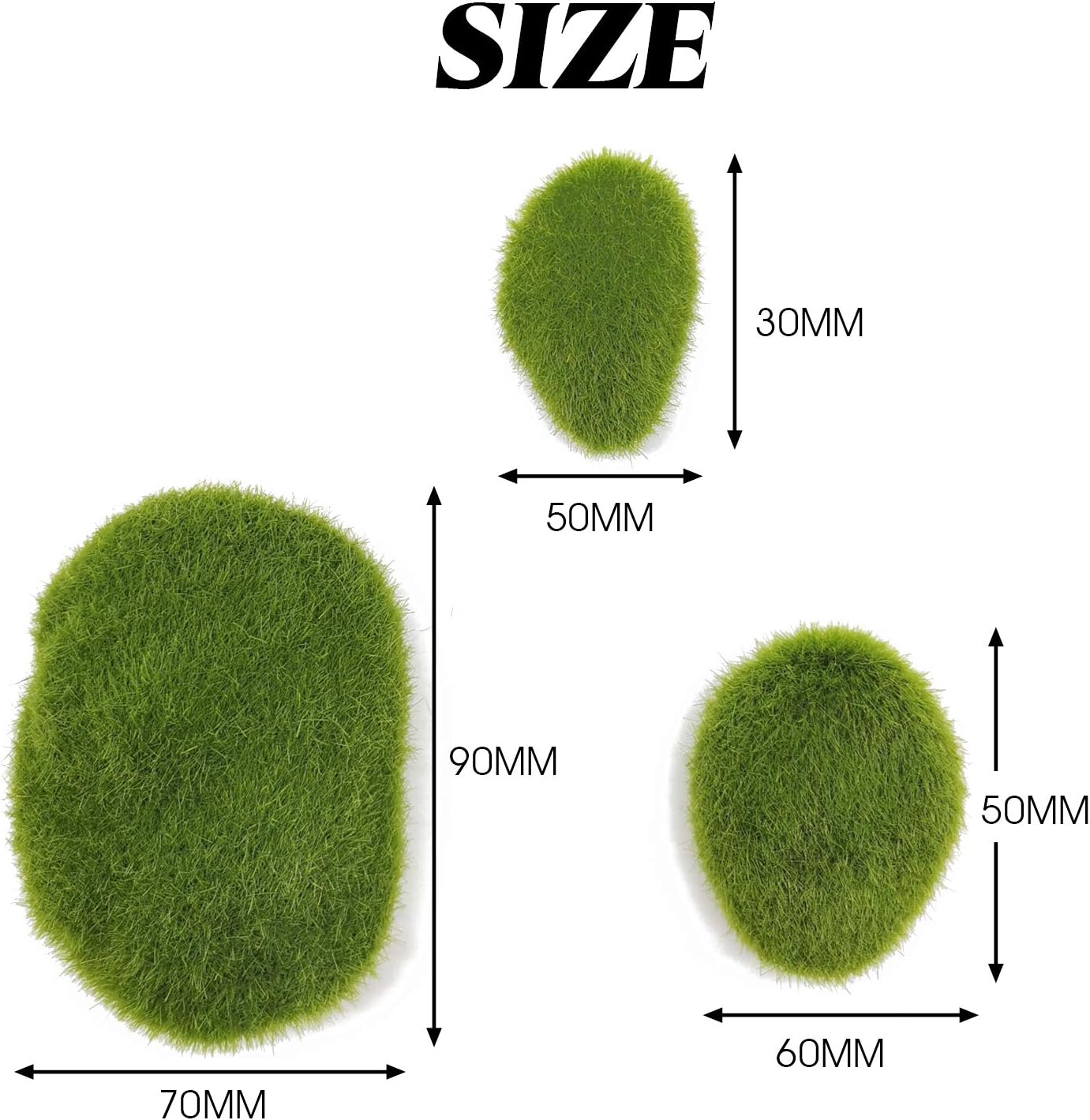 TIHOOD 30 PCS 3 Size Artificial Moss Rocks Decorative, Green Moss Balls,Moss Stones, Green Moss Covered Stones, Fake Moss Decor for Floral Arrangements, Fairy Gardens and Crafting