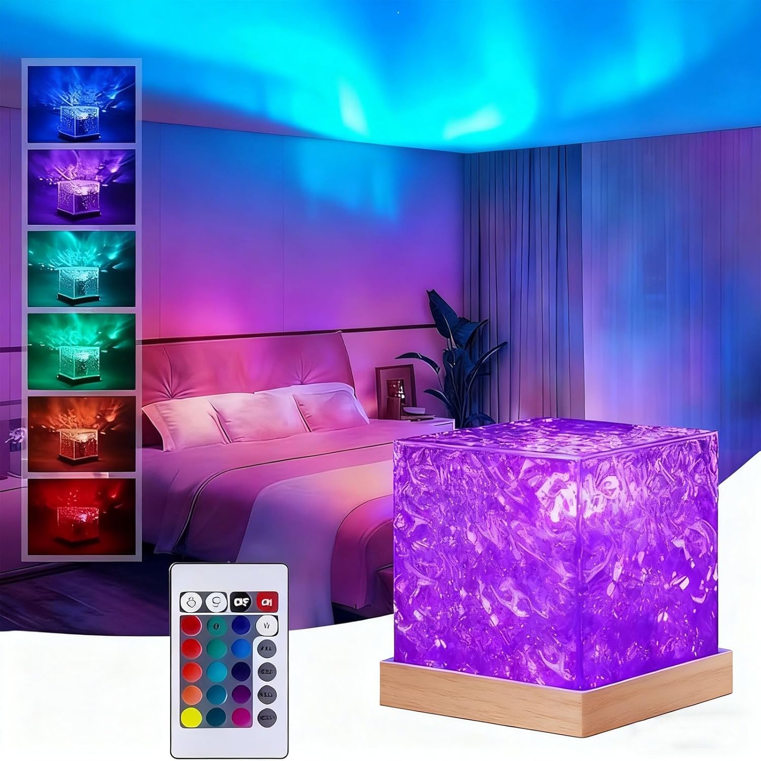 Magical Northern Lights for Your Room, Magic Northern Light, Aurora Night Light Projector with Remote Control, Color-Changing Mood Ocean Light for Home, Relaxation & Decor (16 Colors, Rechargeable)