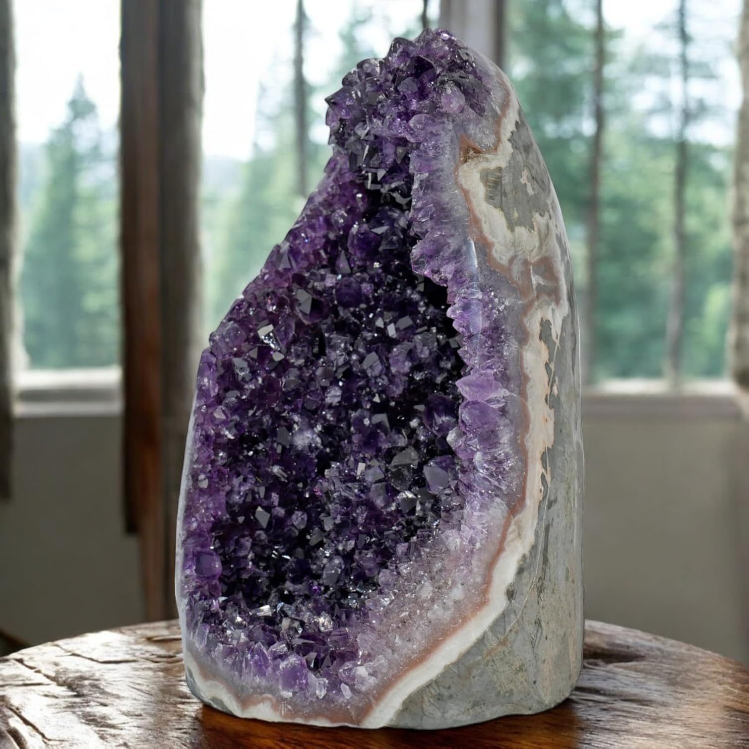 Large Natural Amethyst (6.5 lb to 8 lb) Crystal Clusters Stone from Uruguay Raw Geode Quartz - Deep Purple Color